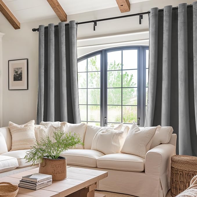 Light grey Curtains, Light Grey velvet Curtains, Velvet Curtains, Curtains,