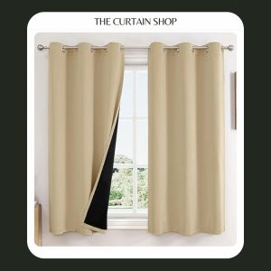 Beige Blackout curtains, curtains, 100 % blackout curtains, full blackout curtains, blackout curtains beige color, beige color curtains,