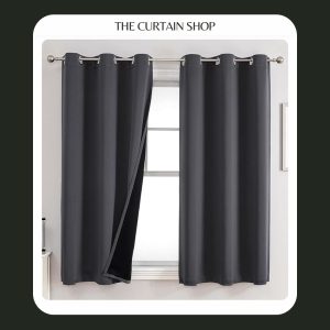 curtains, blackout curtains, dark grey curtains,